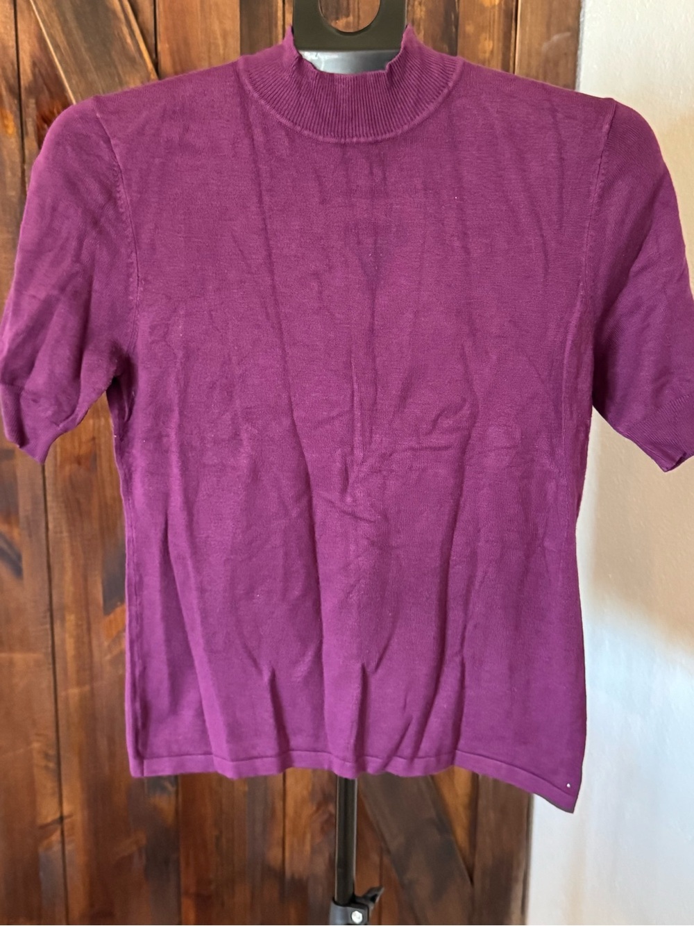 Coldwater Creek Short-Sleeve Mock Neck Top - Plum Purple